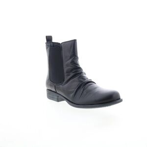Miz Mooz Women's Lissie Black Leather Chelsea Ankle Booties Slip On Size 10